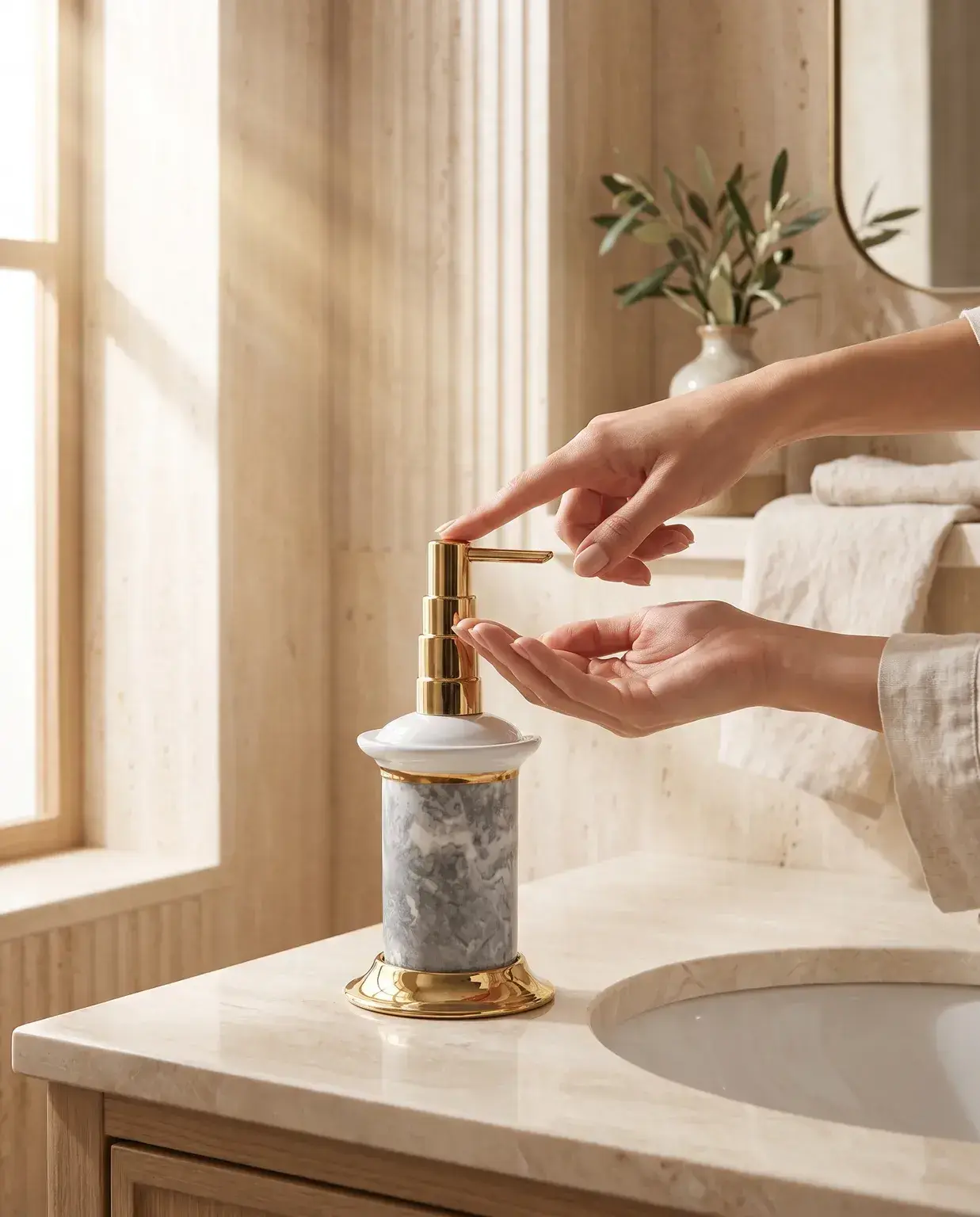 Pure Concept Biga Set Üstü Sıvı Sabunluk Gri uygulama örneği