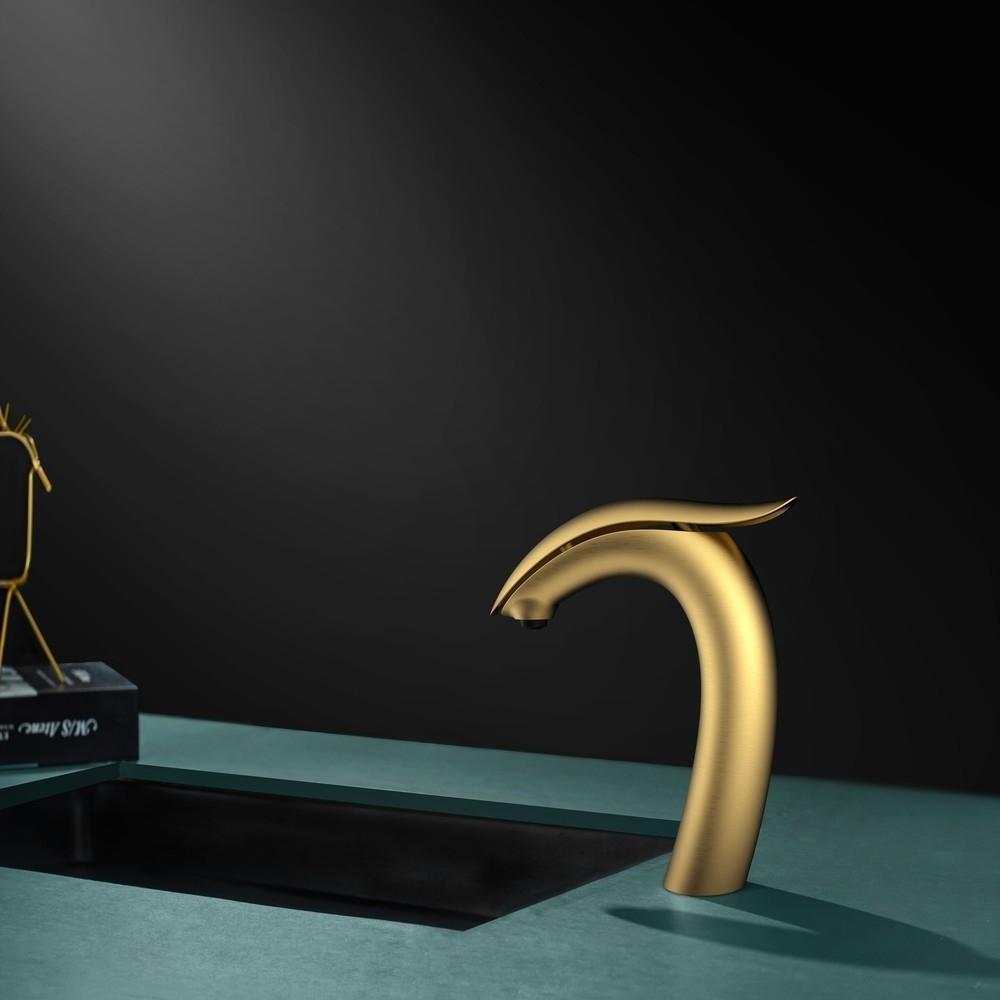 Pure Concept Swan Lavabo Bataryası Fırçalanmış Altın uygulama örneği