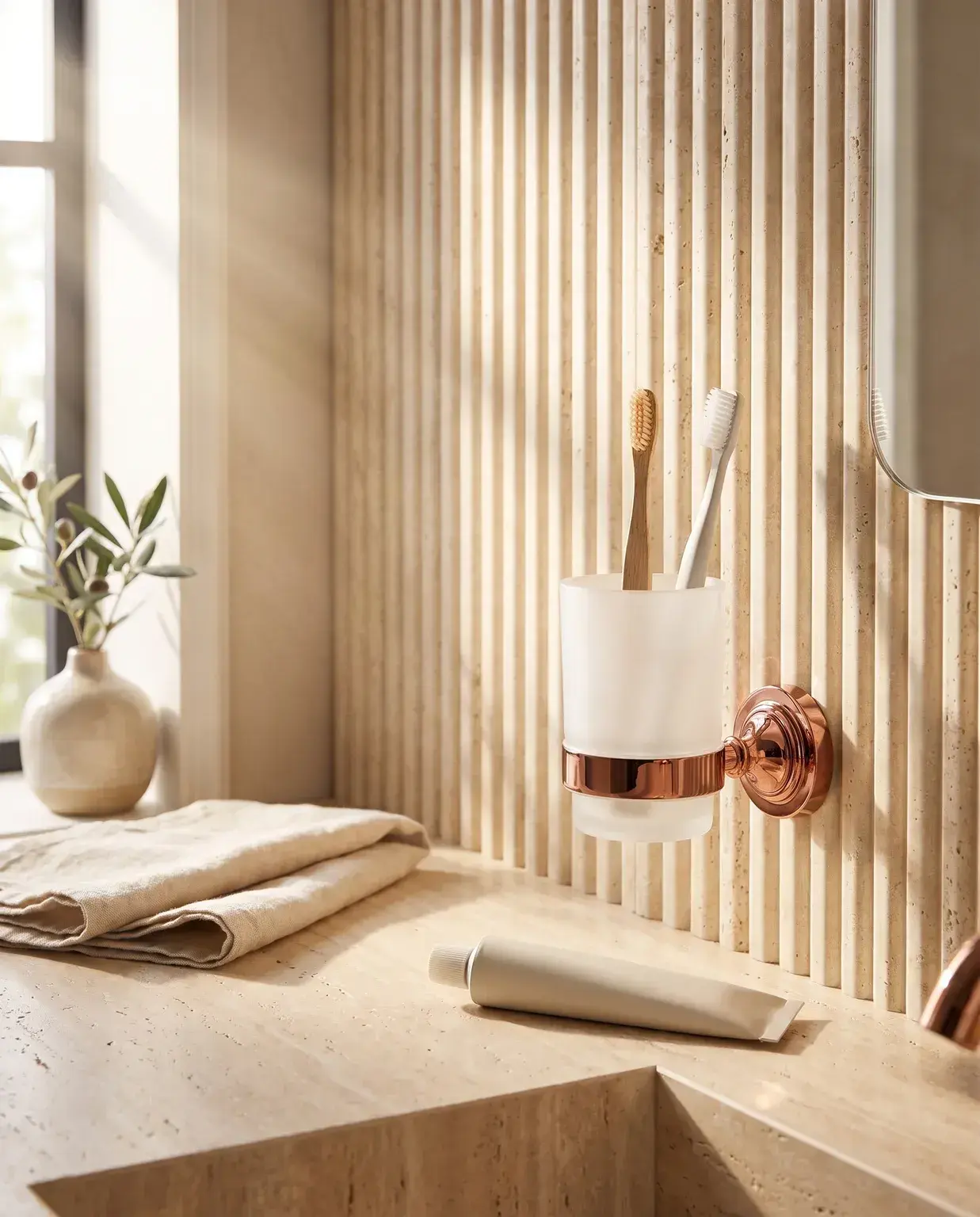 Pure Concept İstanbul Diş Fırçalık Camlı Şeffaf Bronz uygulama örneği