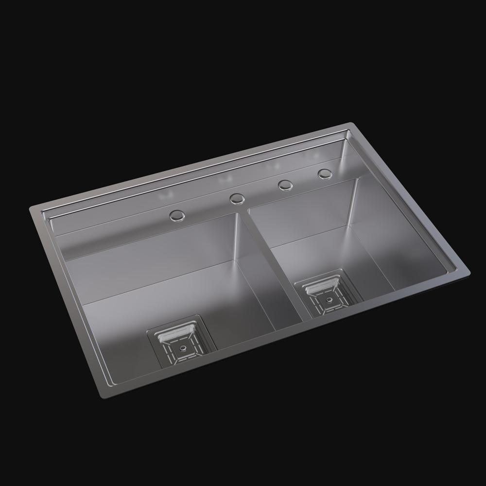Pure Concept Çift Göz Paslanmaz Çelik Eviye 72x47 cm Inox uygulama örneği