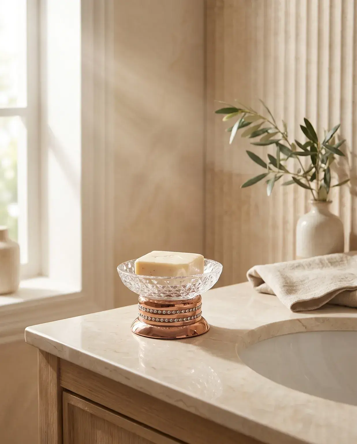 Pure Concept Crystal Set Üstü Sabunluk Rose Gold uygulama örneği