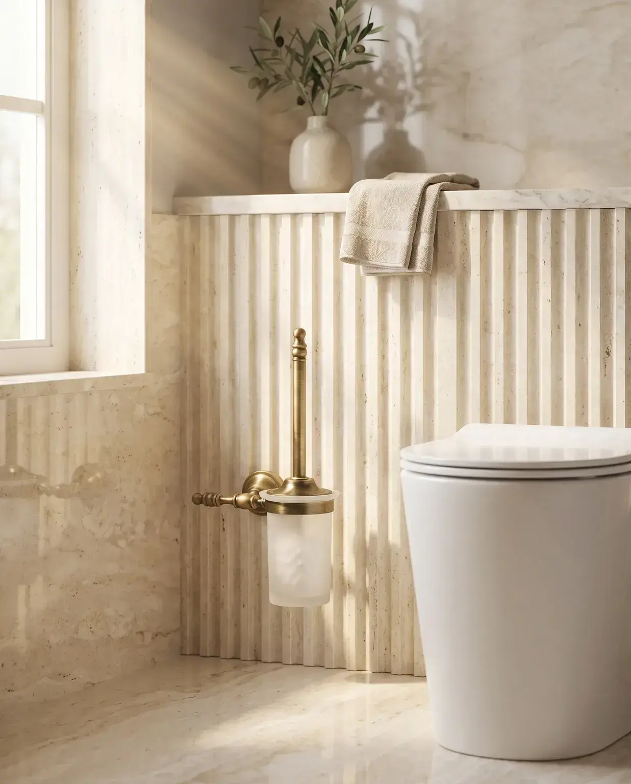 Pure Concept Roma Montajlı Klozet Fırçası Antik Altın uygulama örneği