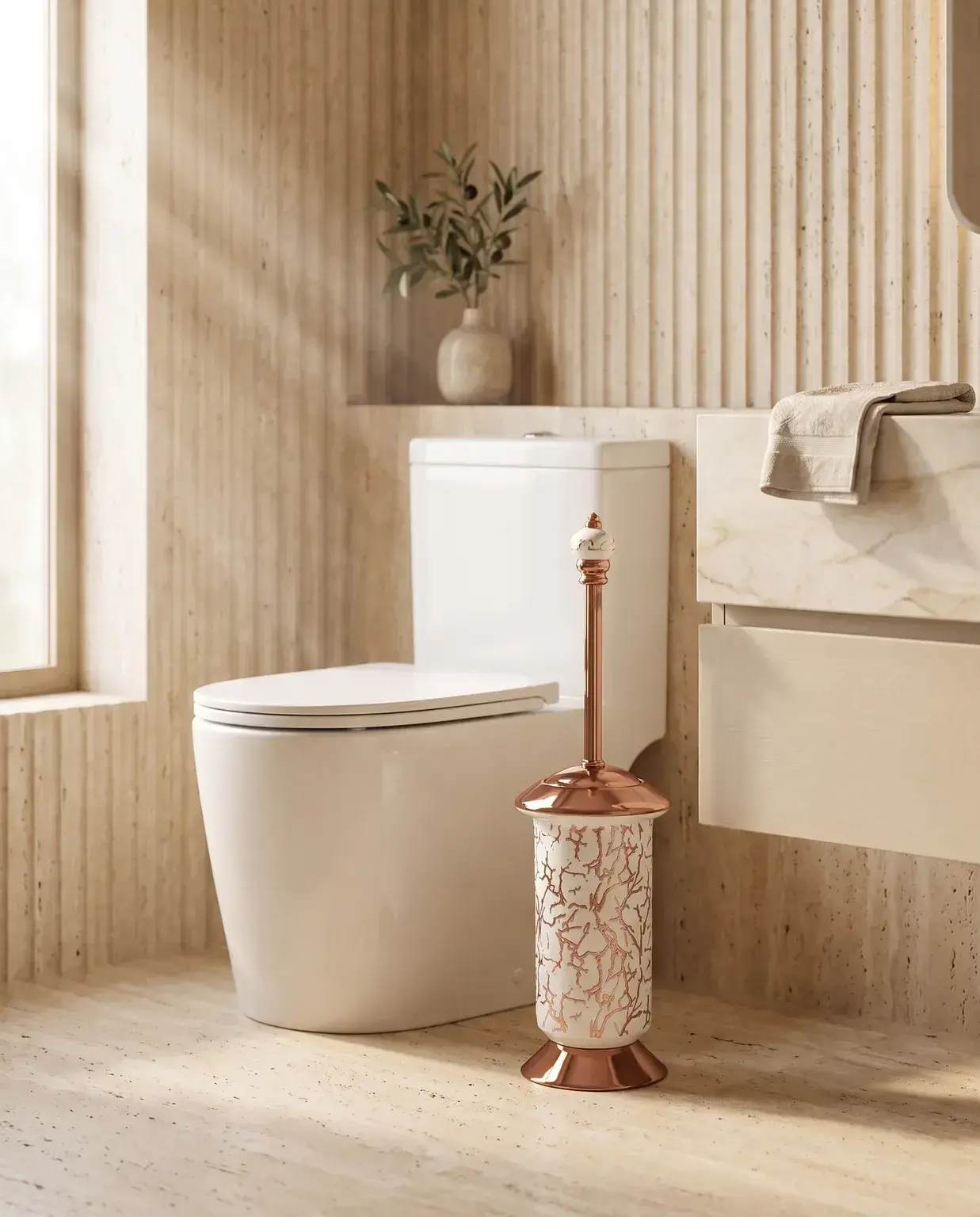 Pure Concept Marble Klozet Fırçası Bronz uygulama örneği