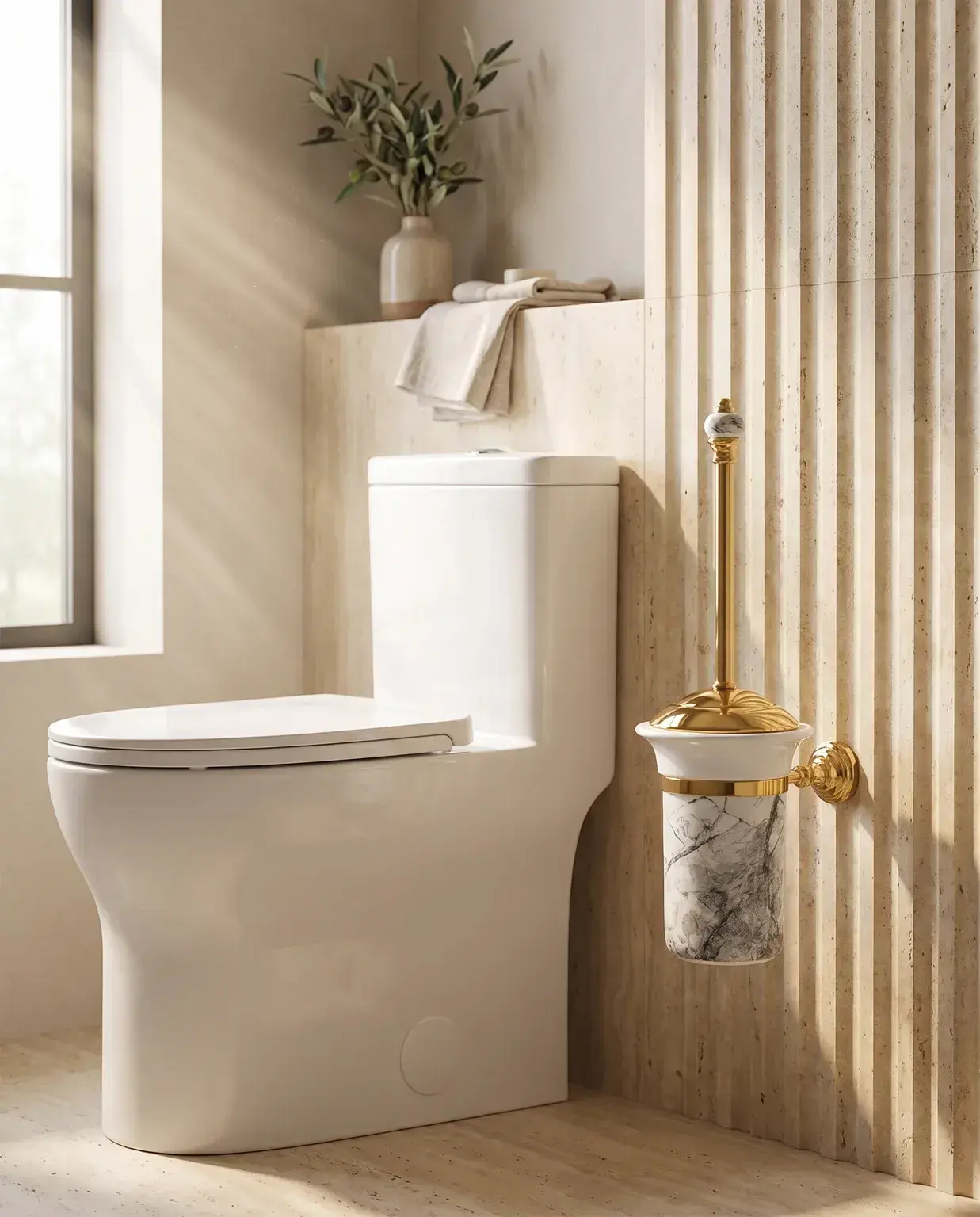 Pure Concept Sharp Calacatta Montajlı Klozet Fırçalık Gri uygulama örneği