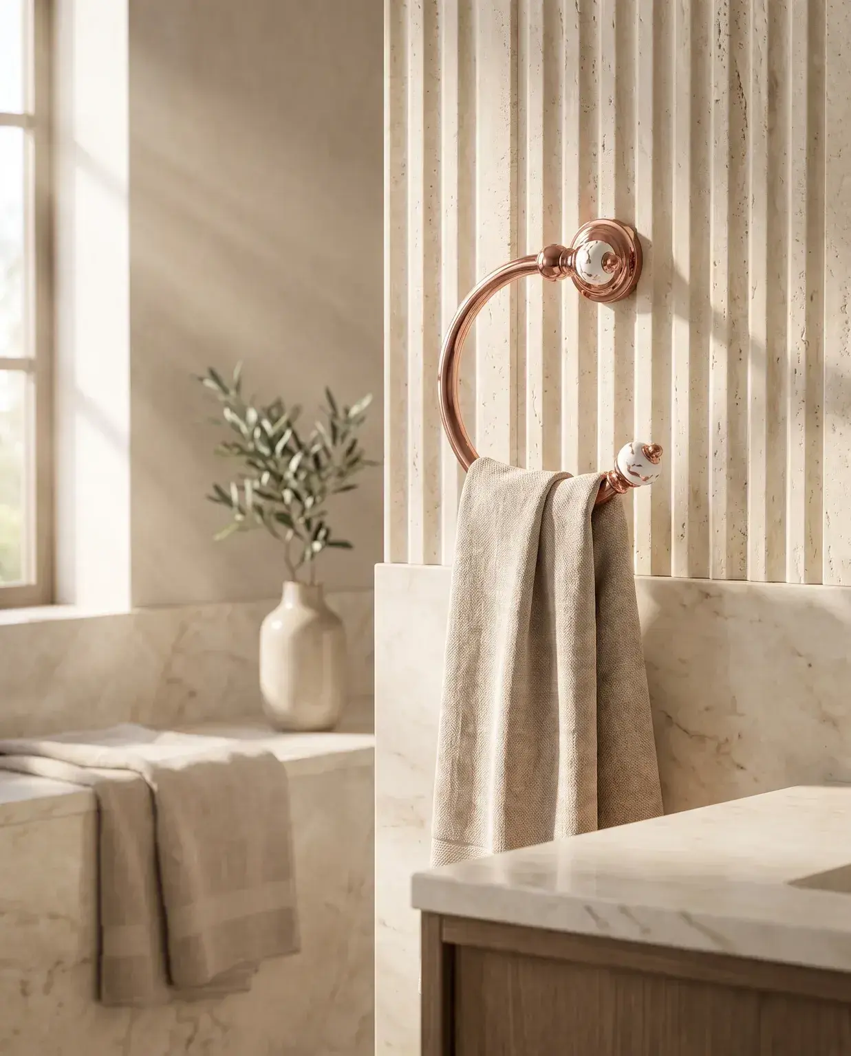 Pure Concept Marble Halka Havluluk Bronz uygulama örneği