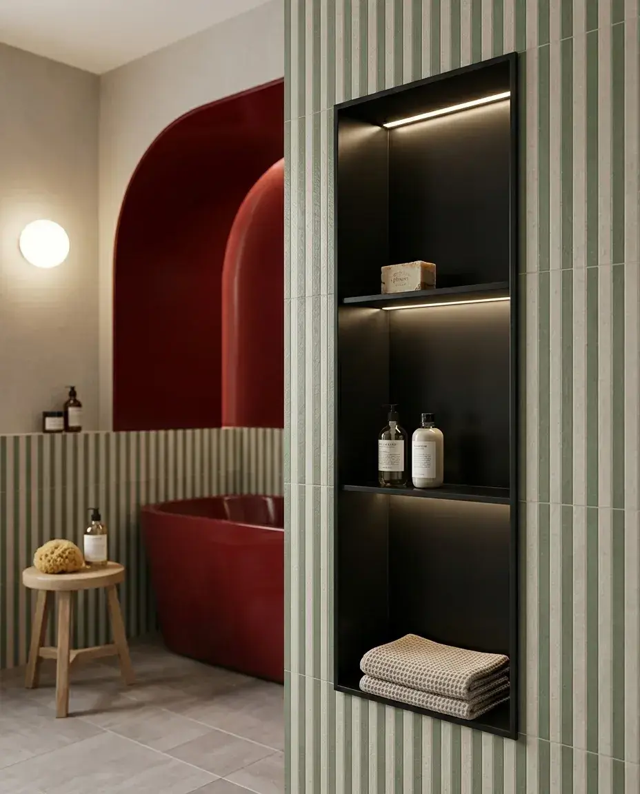 Pure Concept Gömme Paslanmaz Çelik Niş Ledli 30x90 cm Siyah uygulama örneği