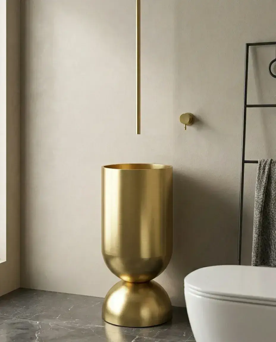 Pure Concept Petite Paslanmaz Monoblok Lavabo Altın uygulama örneği
