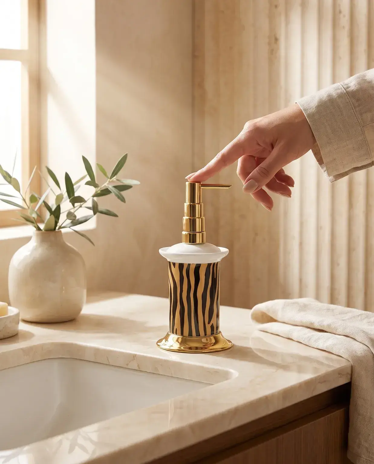 Pure Concept Tiger Zebra Sıvı Sabunluk Altın uygulama örneği