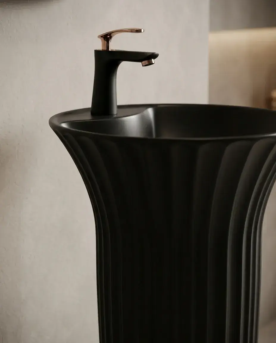 Pure Concept Bright Monoblok Lavabo 40x40 cm Mat Siyah uygulama örneği