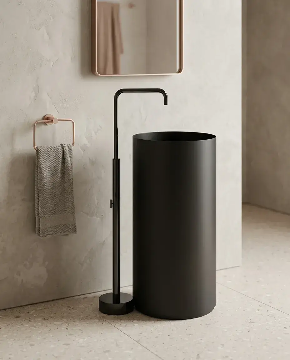 Pure Concept Slender Paslanmaz Çelik Monoblok Lavabo Siyah uygulama örneği