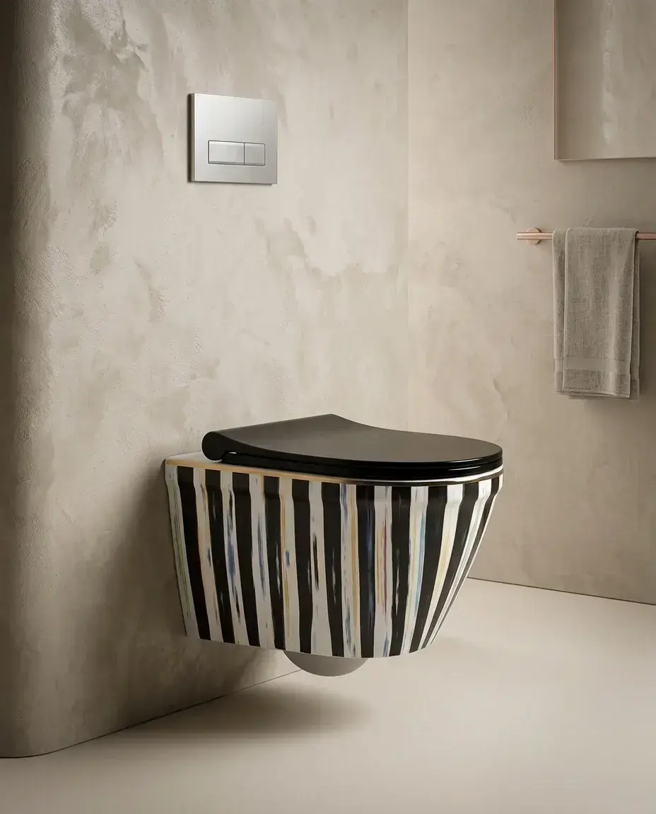 Pure Concept Stripe Kanalsız Asma Klozet 36x53x30 cm Siyah, Beyaz uygulama örneği