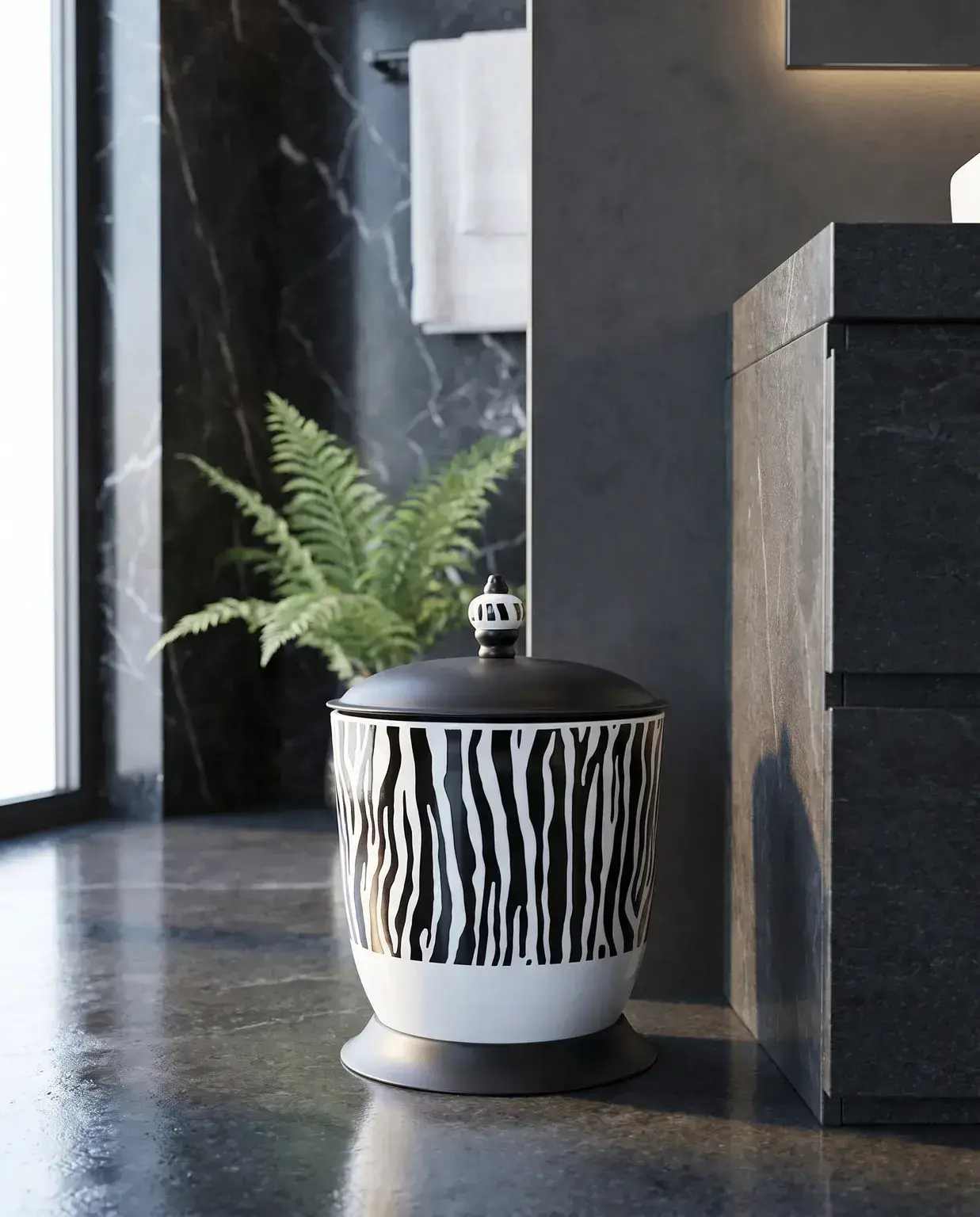 Pure Concept Çöp Kovası Zebra desen – Altın uygulama örneği