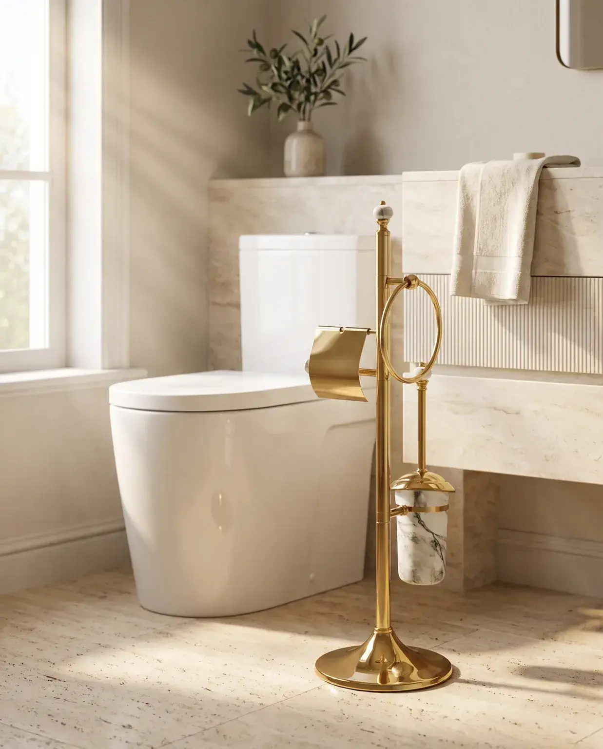 Pure Concept Calacatta 3’lü Ayaklı Set Beyaz Altın uygulama örneği