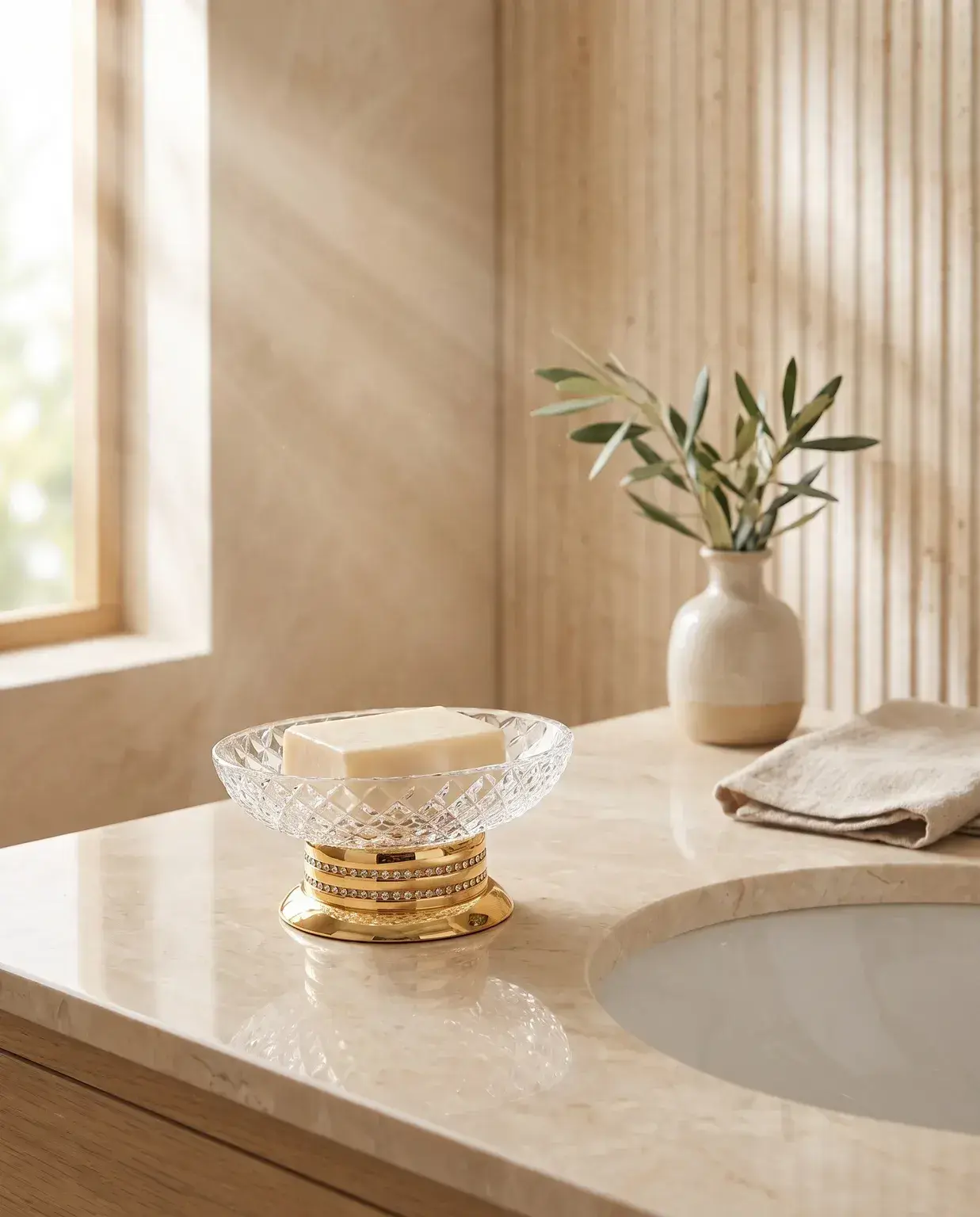 Pure Concept Crystal Set Üstü Sabunluk Altın uygulama örneği