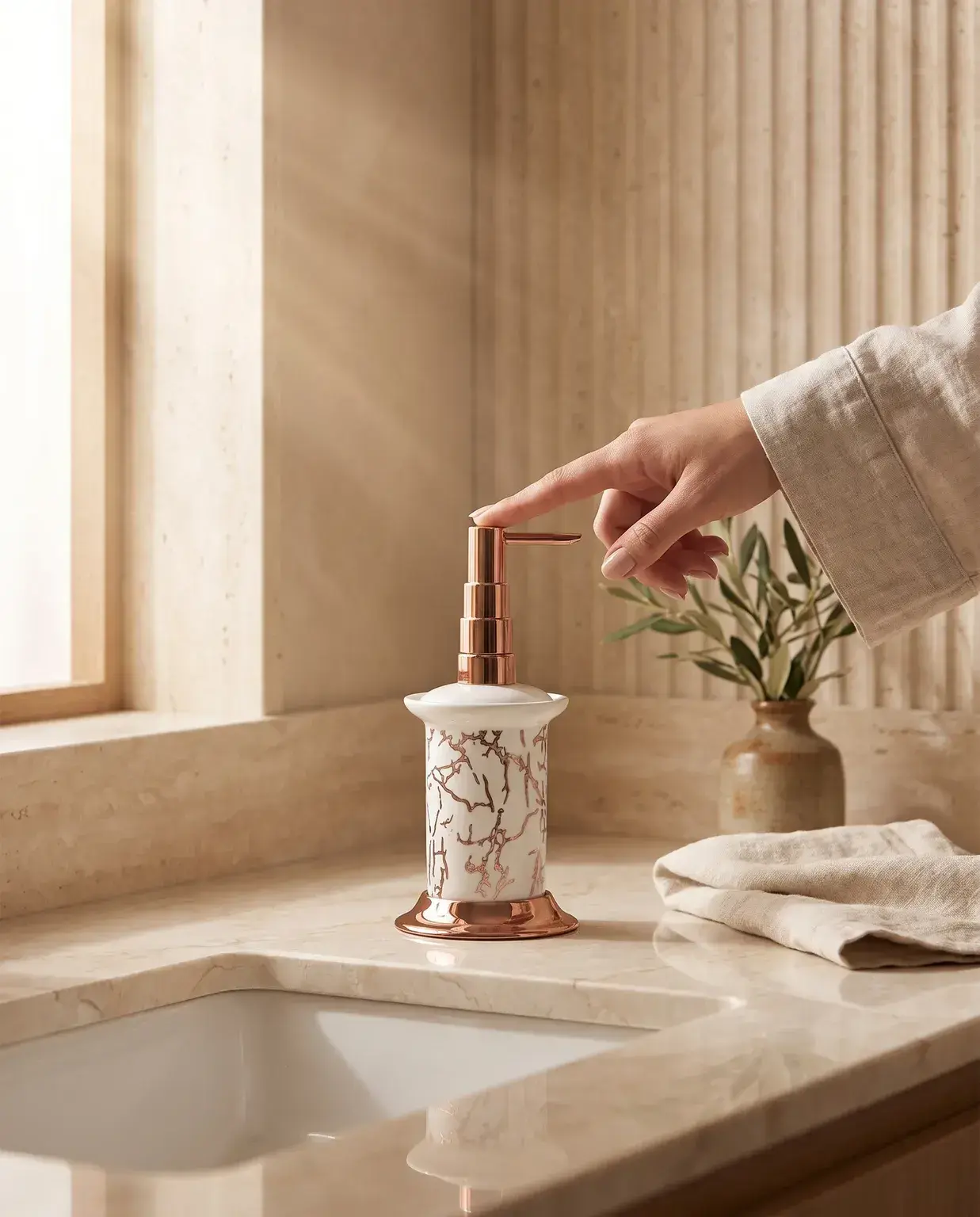 Pure Concept Marble Sıvı Sabunluk Bronz uygulama örneği
