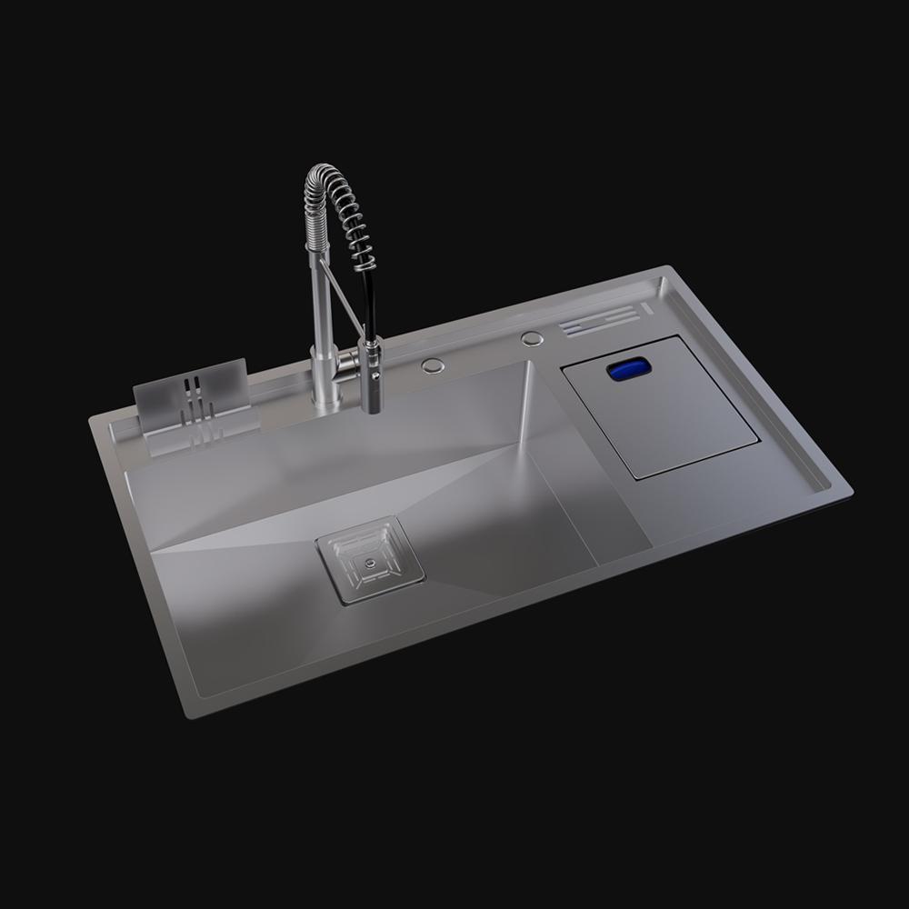 Pure Concept Tek Göz Çöp Kovalı Paslanmaz Çelik Eviye 86x49 cm Inox uygulama örneği