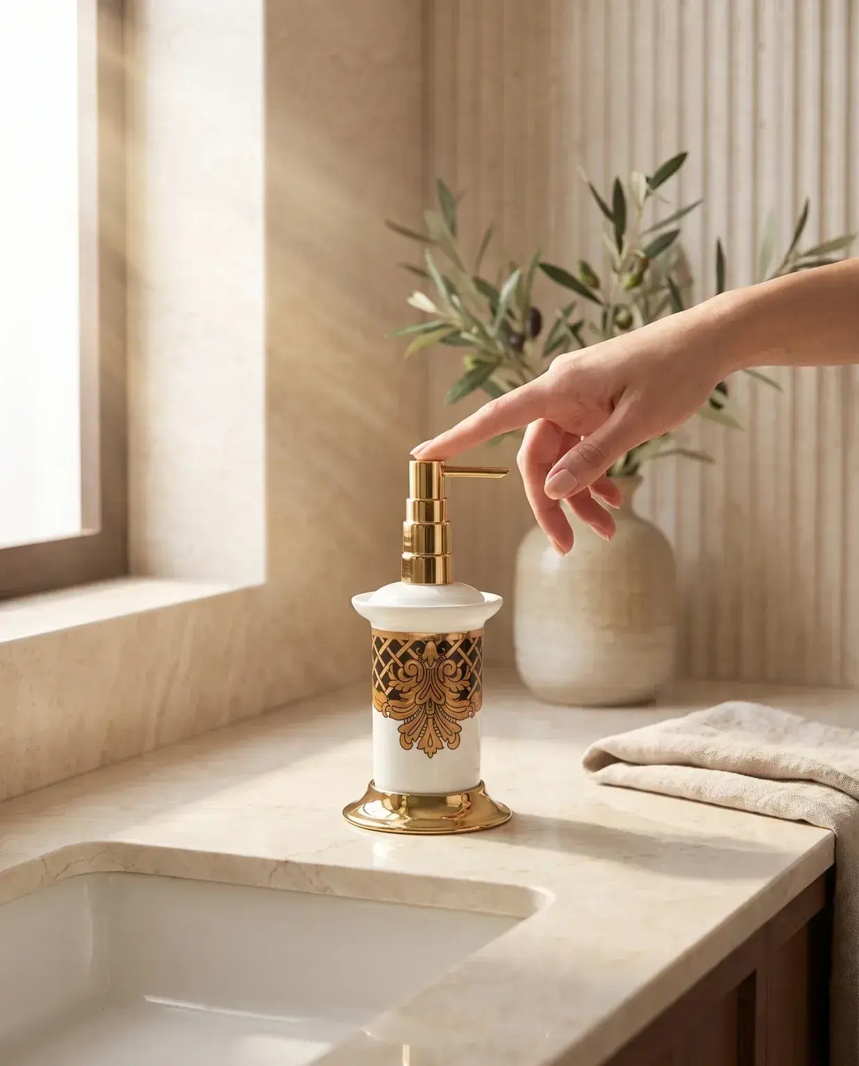 Pure Concept Kleopatra Sıvı Sabunluk Beyaz Altın uygulama örneği
