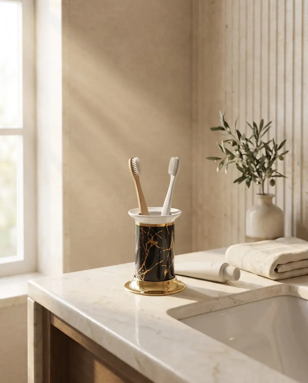 Pure Concept Galaxy Diş Fırçalık Siyah Altın uygulama örneği