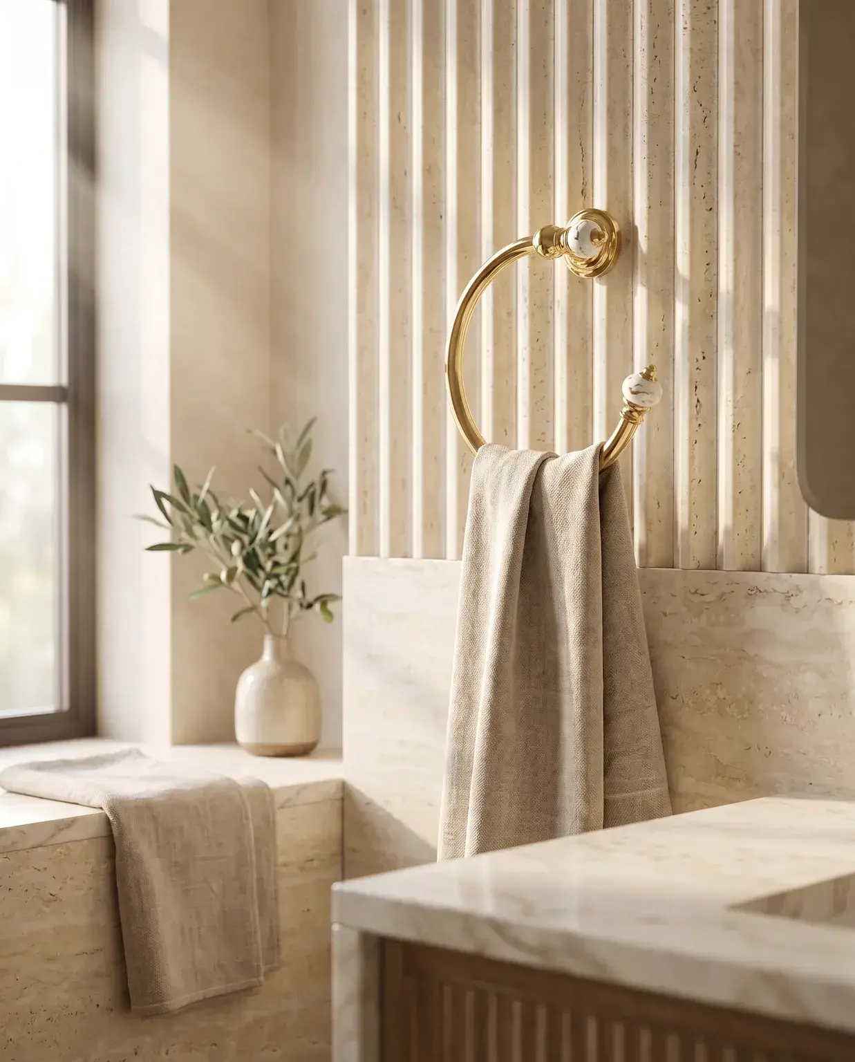 Pure Concept Marble Halka Havluluk Altın uygulama örneği