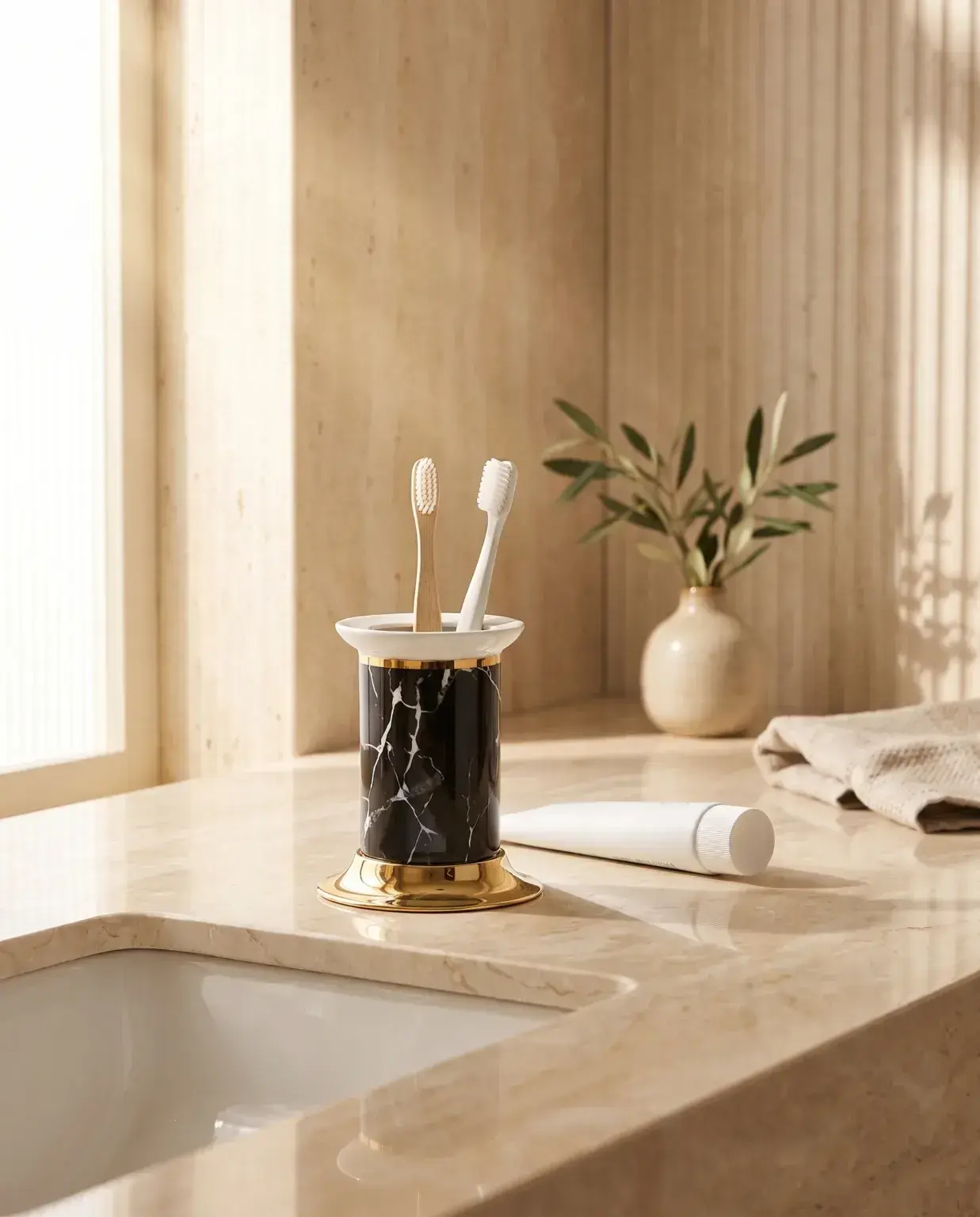 Pure Concept Galaksi Set Üstü Diş Fırçalık Beyaz uygulama örneği