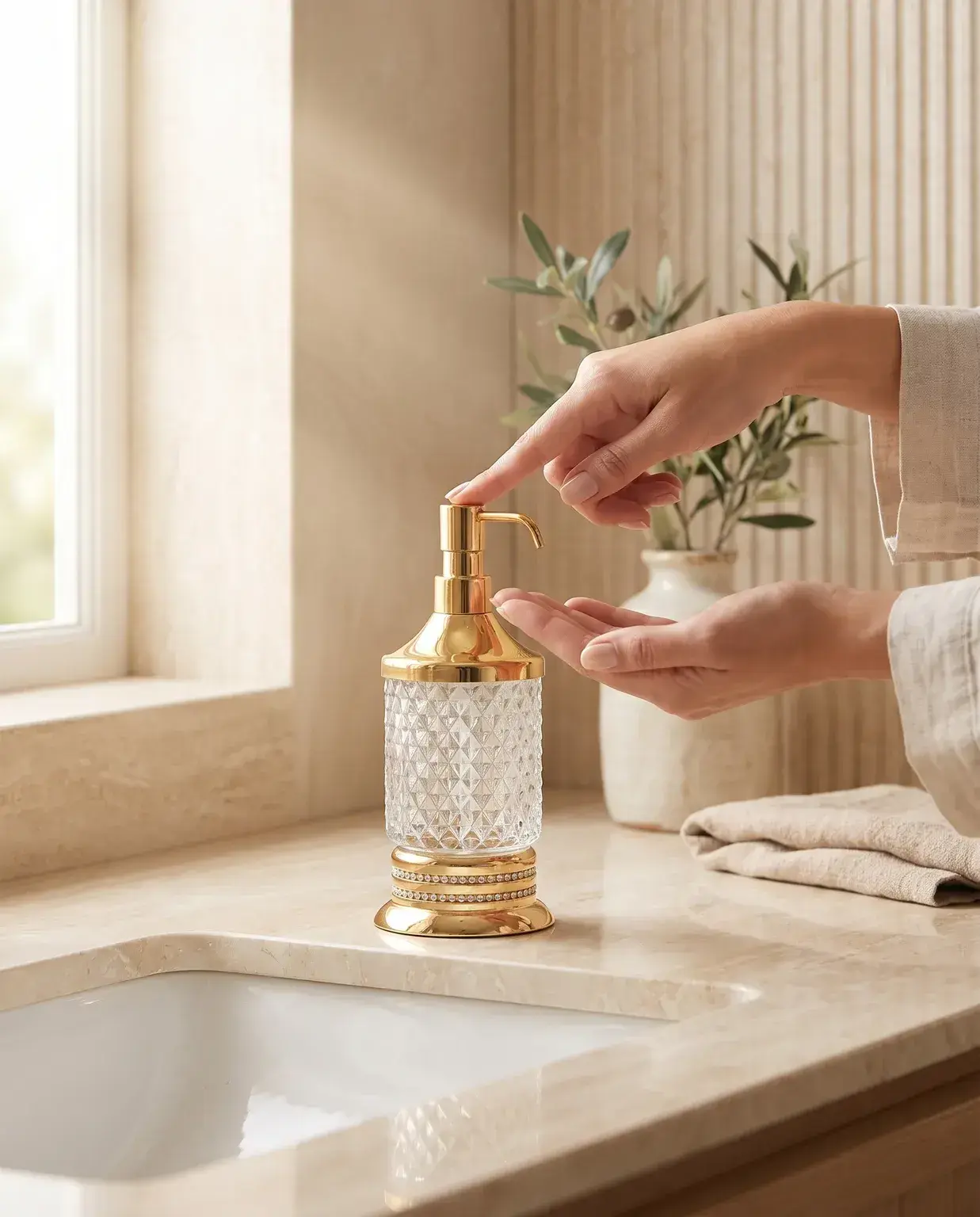 Pure Concept Crystal Sıvı Sabunluk Altın uygulama örneği
