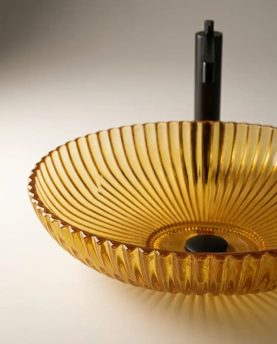 Pure Concept Dekoratif Oval Cam Lavabo Ø50 cm Sarı uygulama örneği