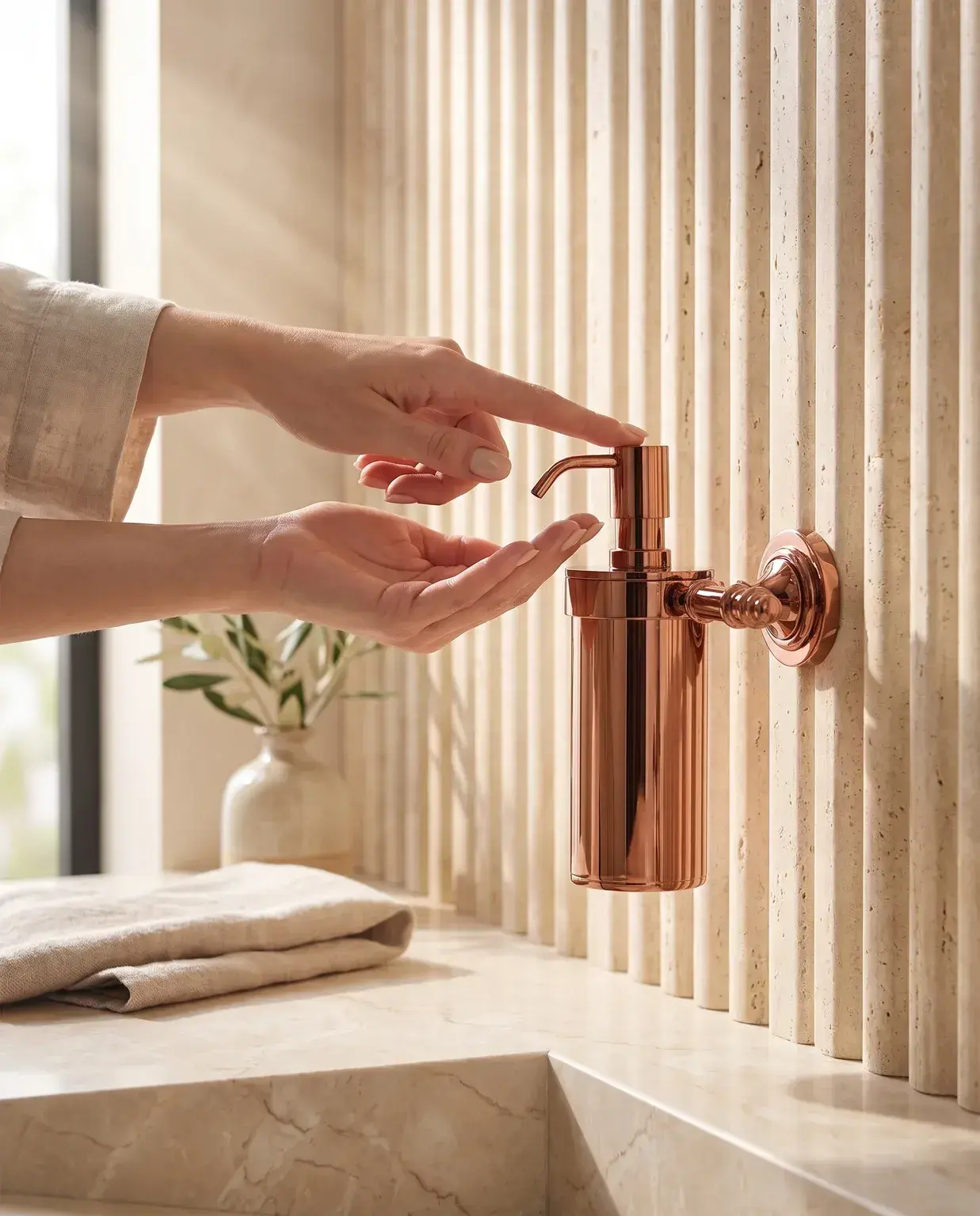 Pure Concept İstanbul Metal Sıvı Sabunluk Bronz uygulama örneği