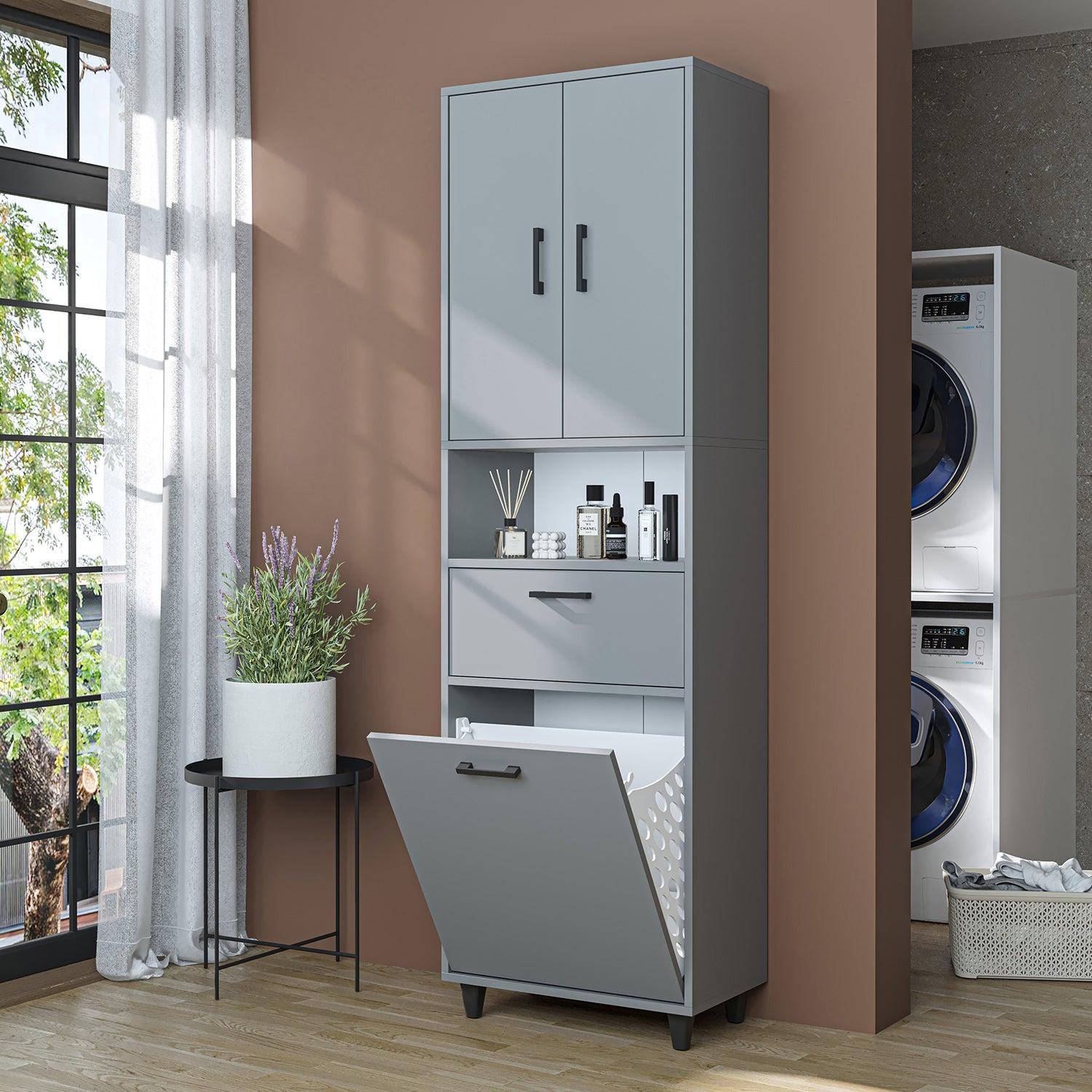 Roomart Rim Kirli Sepetli Çok Amaçlı Dolap 60 cm Külgri Yükseklik 200 cm uygulama örneği