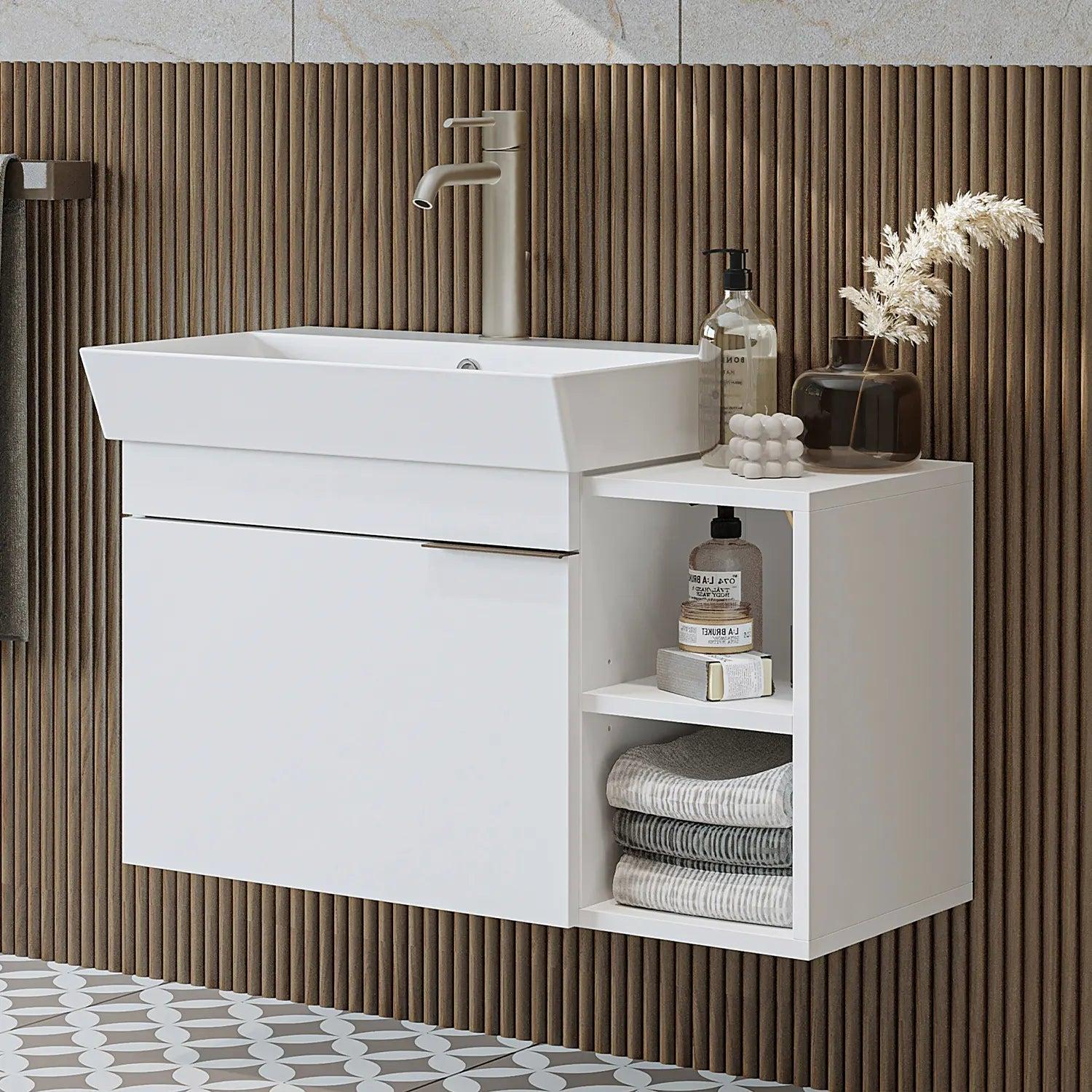 Roomart Likya Lavabolu Banyo Dolabı 82 cm Beyaz uygulama örneği