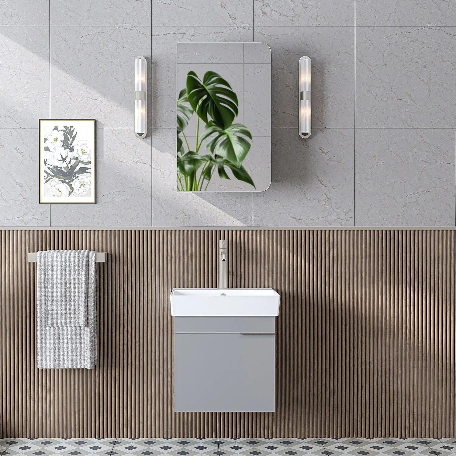 Roomart Likya Lavabolu Banyo Dolabı 2'li Set 50 cm Külgri uygulama örneği