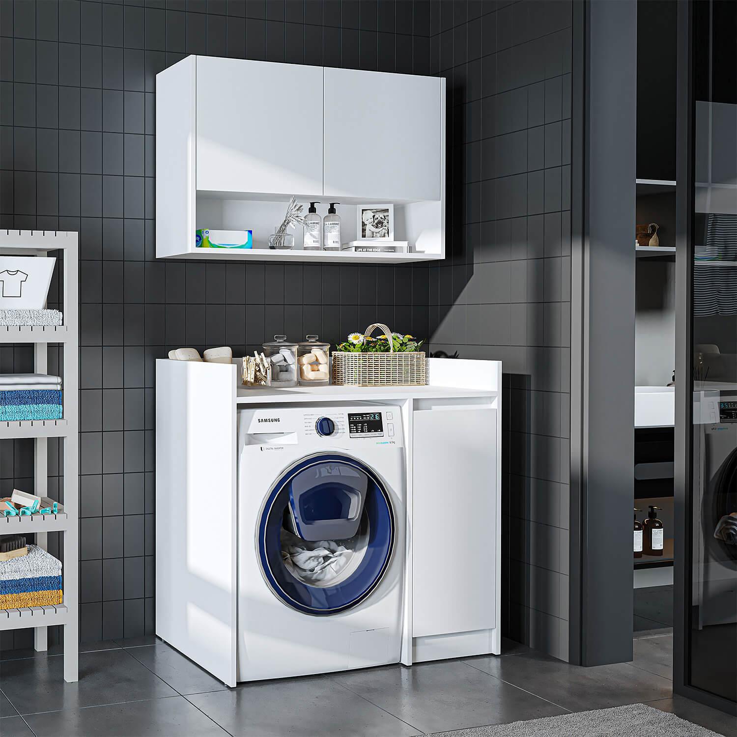 Roomart Çamaşır Makinesi Dolabı Takımı Derin 100 cm Beyaz uygulama örneği