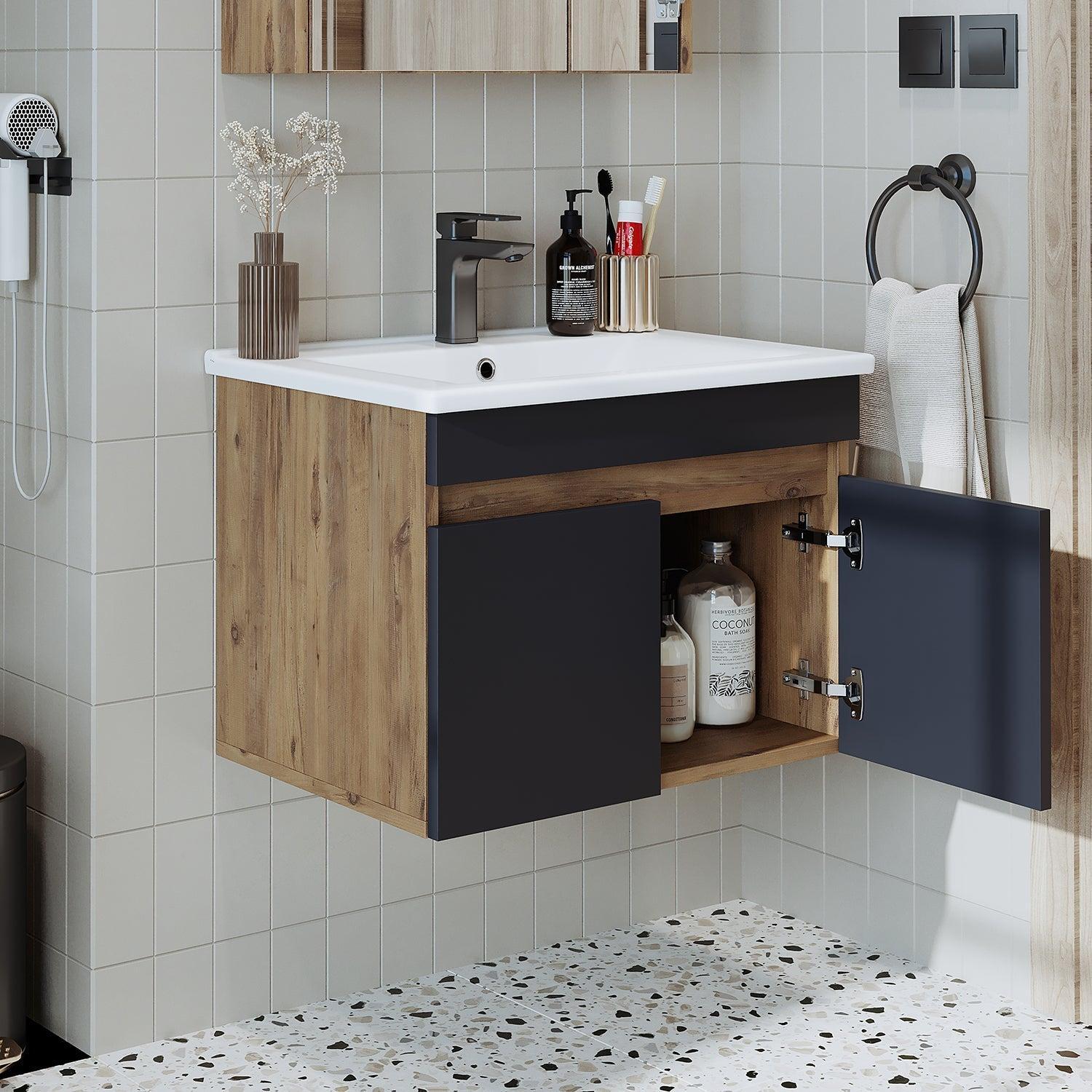 Roomart Atria Lavabolu Banyo Dolabı 65 cm Atlas Çam-Antrasit uygulama örneği