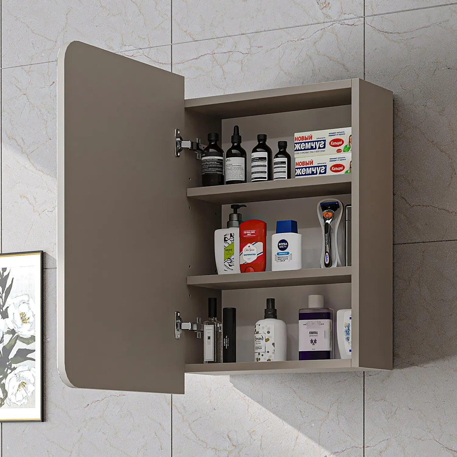 Roomart Likya Aynalı Banyo Dolabı 45 cm Kumtaşı uygulama örneği
