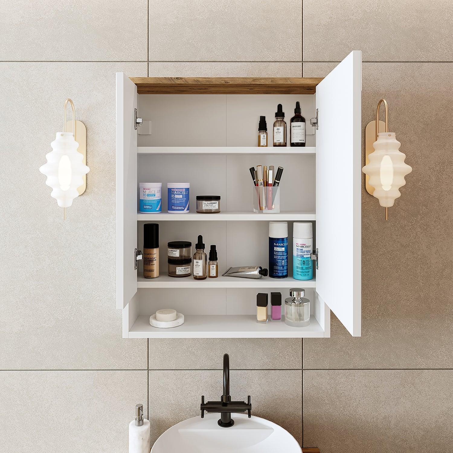 Roomart Aria Aynalı Banyo Dolabı 62 cm Atlas Çam-Beyaz uygulama örneği