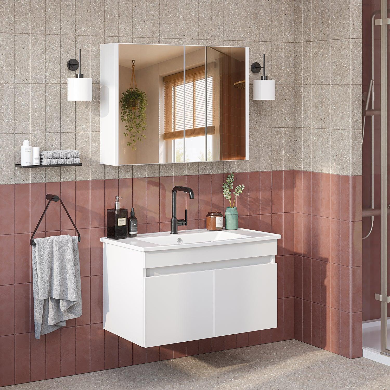 Roomart Atria Lavabolu Banyo Dolabı 2'li Set 80 cm Beyaz uygulama örneği