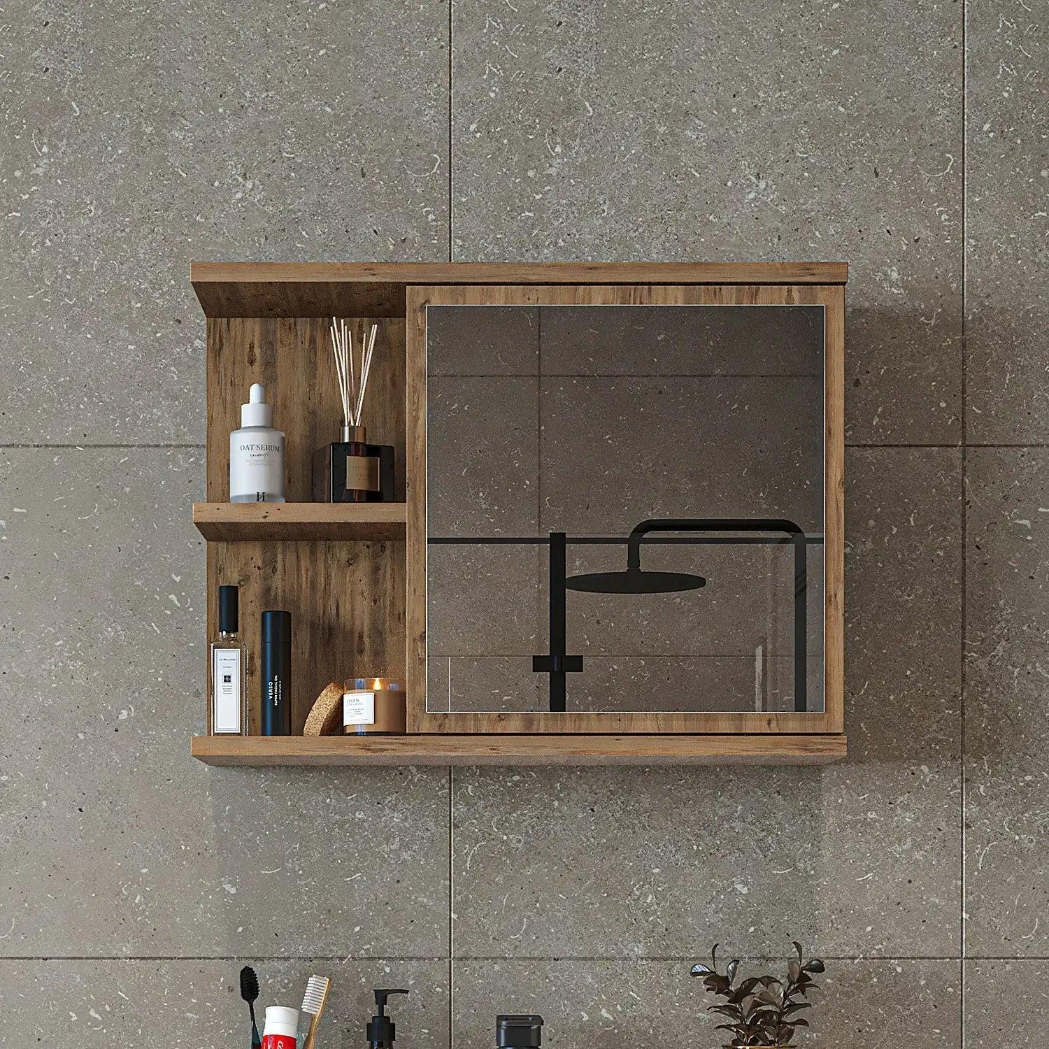 Roomart Ada Aynalı Banyo Dolabı 60 cm Atlas Çam uygulama örneği