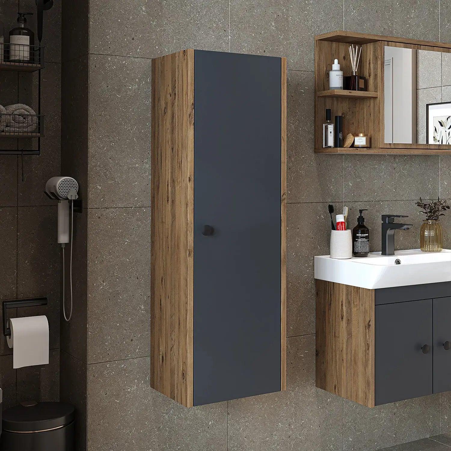Roomart Ada Banyo Havlu Dolabı 35 cm Atlas Çam-Antrasit uygulama örneği