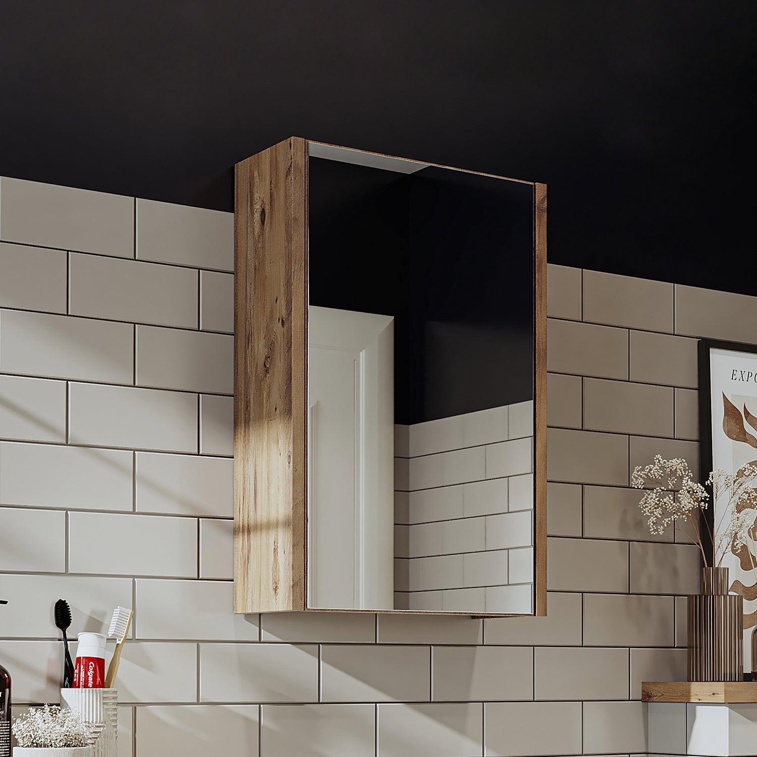 Roomart Mini Aynalı Banyo Dolabı 40 cm Atlas Çam uygulama örneği