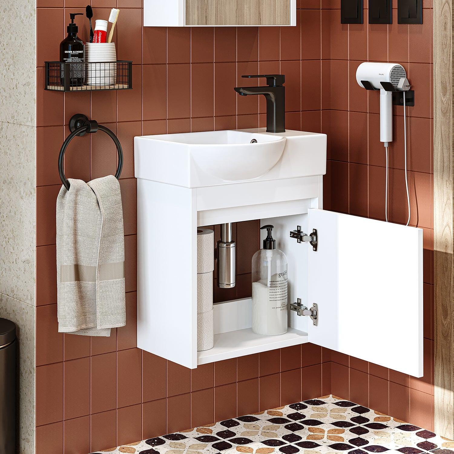 Roomart Leo Lavabolu Banyo Dolabı 46,5 cm Beyaz Sağ uygulama örneği