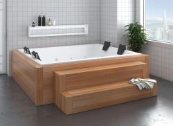 Shower Optimum Spa Küvet — Köşe oturmalı, Siyah gövde / Beyaz panel, Ekstra sistem