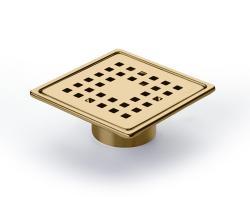 Sukar Line 9 10x10 cm Duş Süzgeci Alttan Çıkış Ø50 mm Kare Izgara Gold Komple Paslanmaz Çelik Kasa Sürme Yalıtım Köprülü