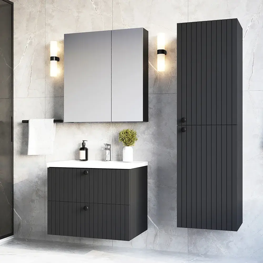 Teta Home Hanoi Banyo Dolabı Seti 45x24x50 cm Antrasit uygulama örneği