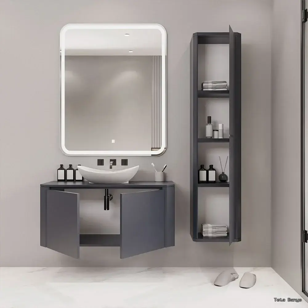 Teta Home Rodi Banyo Dolabı Seti 100x48x42 cm Antrasit uygulama örneği