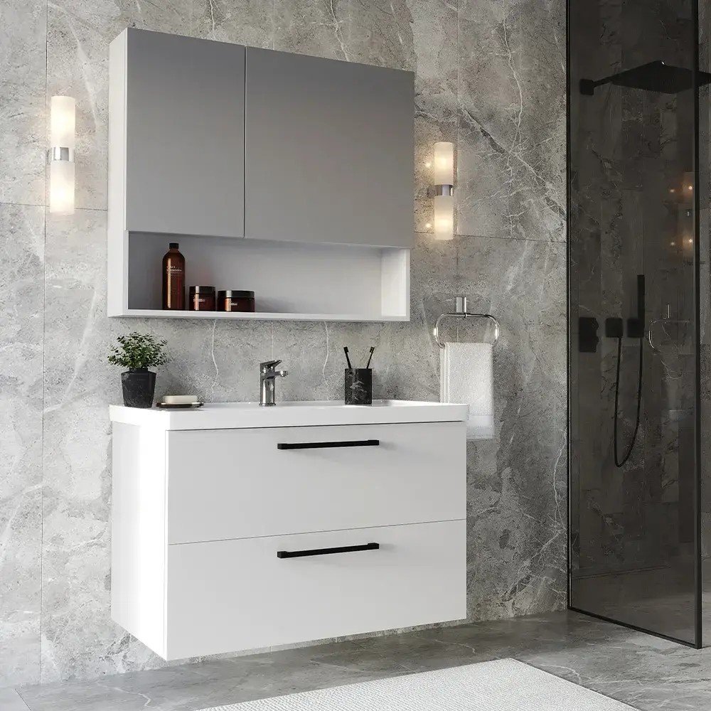 Teta Home Batum Banyo Dolabı Seti 62,5x42,5x50 cm Beyaz uygulama örneği