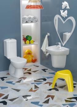 Turavit Çocuk Yarım Ayaklı Lavabo 36x45 cm Beyaz uygulama örneği