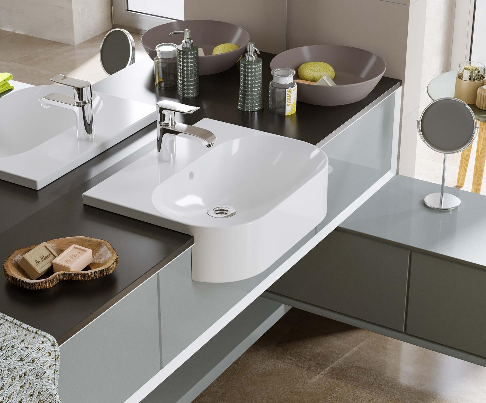 Turavit Nef Yarı Ankastre Lavabo 40x50 cm Parlak Beyaz uygulama örneği