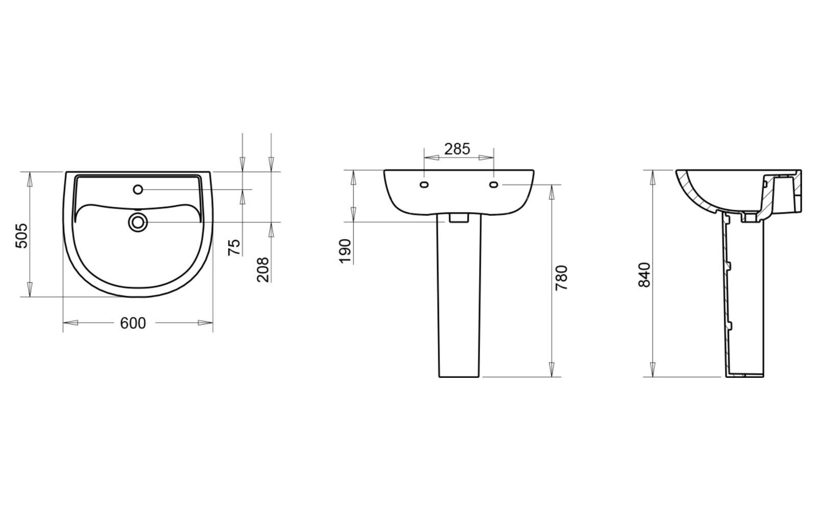 Turavit Alize Kolon Ayaklı Lavabo 60 cm Beyaz uygulama örneği