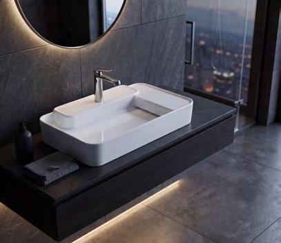 Turkuaz Stage Tezgah Üstü Lavabo (Gizli Sifonlu) 70x42 cm Beyaz uygulama örneği