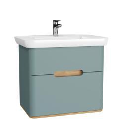 VitrA Sento Lavabo Dolabı — 80 cm, iki çekmeceli aydınlatmalı, mat fiyord yeşili