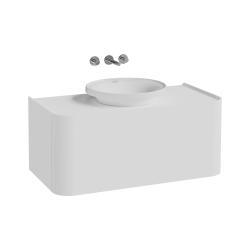 VitrA Glora Lavabo Dolabı — 100 cm, bir çekmeceli çanak lavabolu ve soft touch kaplamalı tezgahlı, mat beyaz